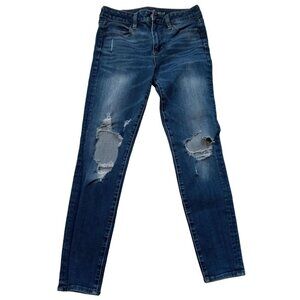 American Eagle 360 Next Level Stretch Hi-Rise Jegging Womens Blue Denim Size 4